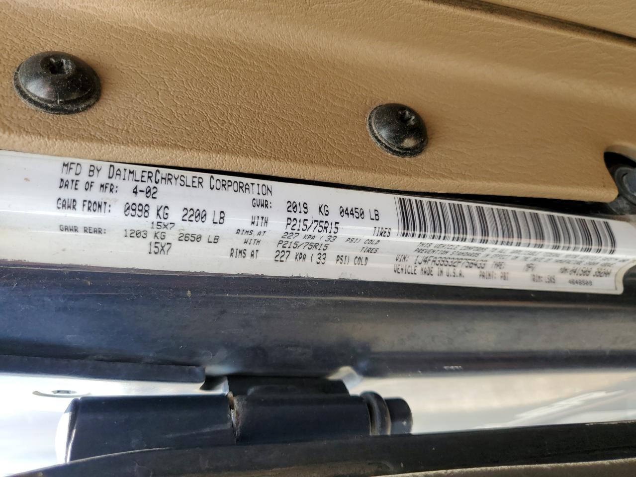 2002 Jeep Wrangler / Tj X VIN: 1J4FA39S32P758433 Lot: 65609215