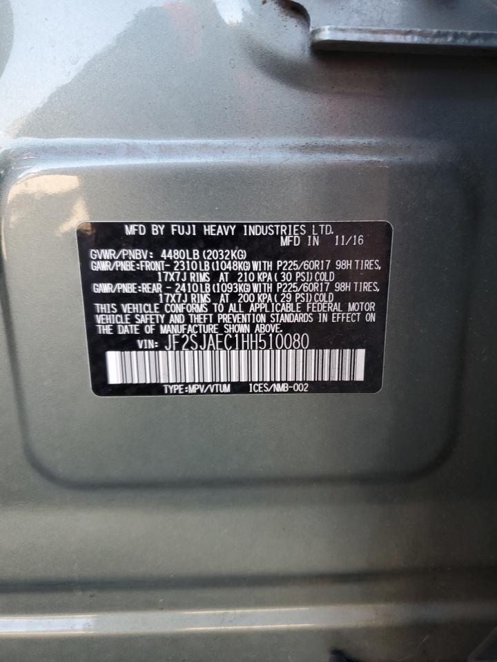2017 Subaru Forester 2.5I Premium VIN: JF2SJAEC1HH510080 Lot: 65625595