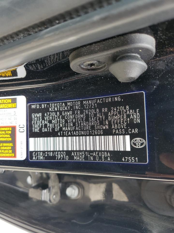 2022 Toyota Avalon Night Shade VIN: 4T1EA1AB0NU012606 Lot: 63736475
