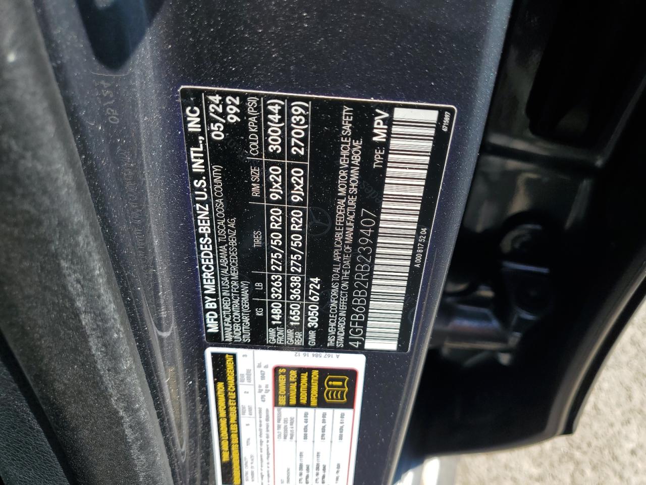 2024 Mercedes-Benz Gle Amg 53 4Matic VIN: 4JGFB6BB2RB239407 Lot: 62811625
