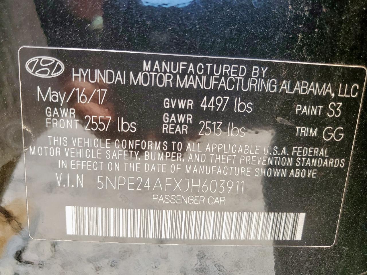 2018 Hyundai Sonata Se VIN: 5NPE24AFXJH603911 Lot: 66033195