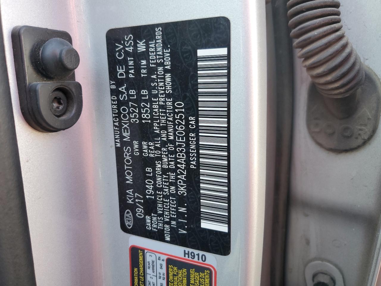 2018 Kia Rio Lx VIN: 3KPA24AB3JE062510 Lot: 63492845