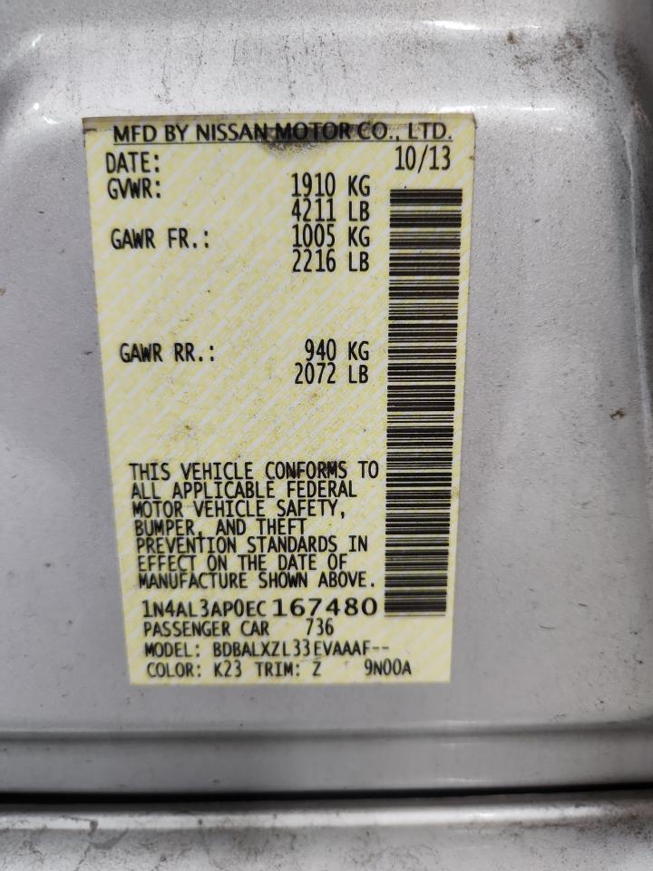 2014 Nissan Altima 2.5 VIN: 1N4AL3AP0EC167480 Lot: 64894925