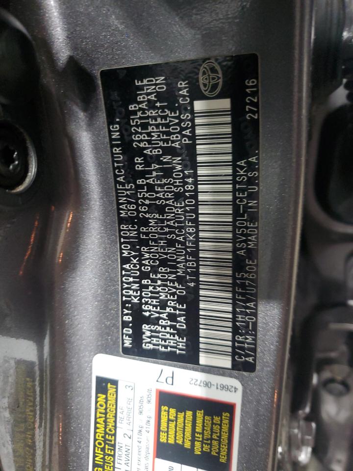 2015 Toyota Camry Le VIN: 4T1BF1FK8FU101841 Lot: 64572705
