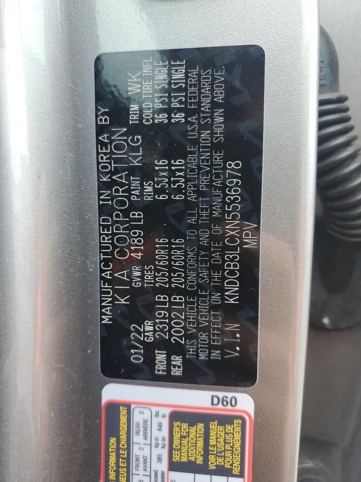 2022 Kia Niro Lx VIN: KNDCB3LCXN5536978 Lot: 64638915
