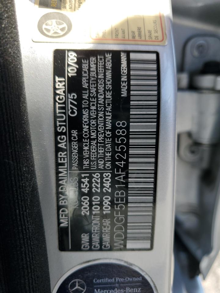 2010 Mercedes-Benz C 300 VIN: WDDGF5EB1AF425588 Lot: 65604925