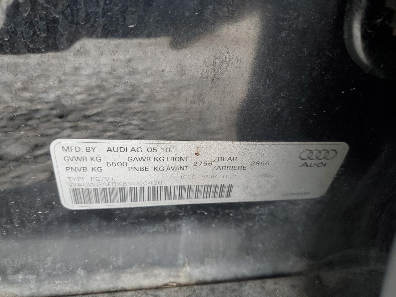 2011 Audi A6 Premium Plus VIN: WAUWGAFBXBN000420 Lot: 62959615