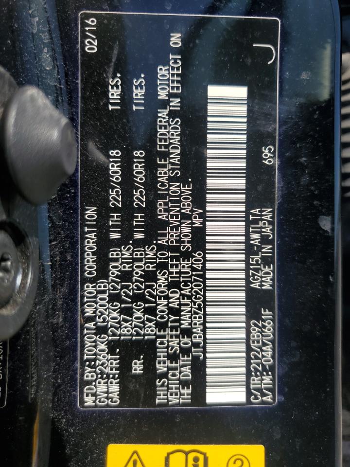 2016 Lexus Nx 200T Base VIN: JTJBARBZ5G2071406 Lot: 63229015