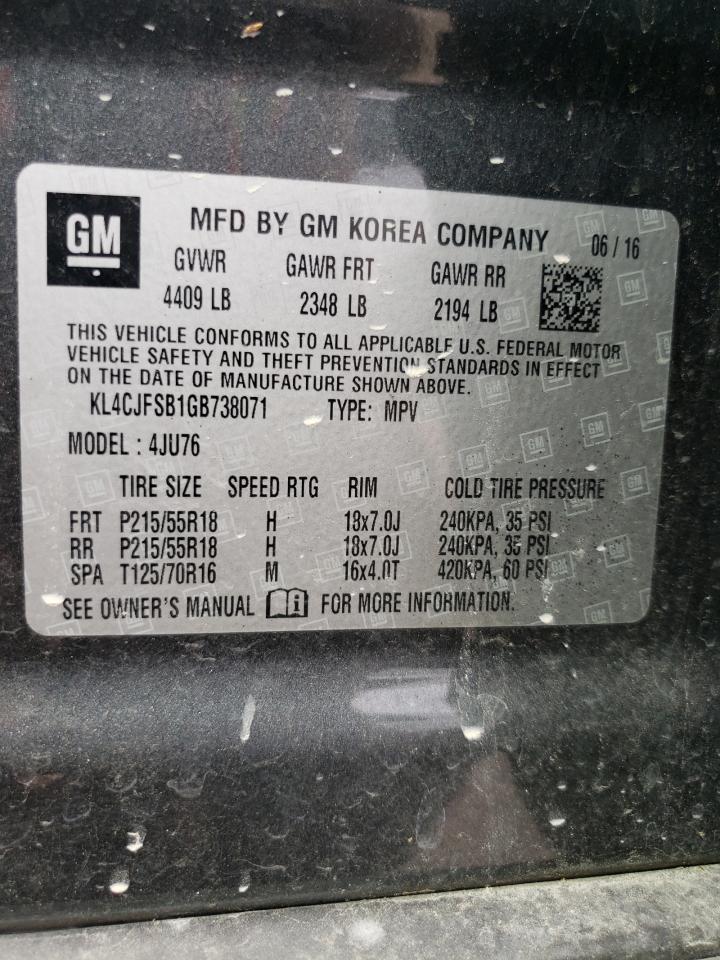 2016 Buick Encore Convenience VIN: KL4CJFSB1GB738071 Lot: 63844445