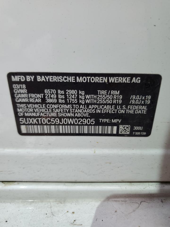2018 BMW X5 Xdr40E VIN: 5UXKT0C59J0W02905 Lot: 64259035