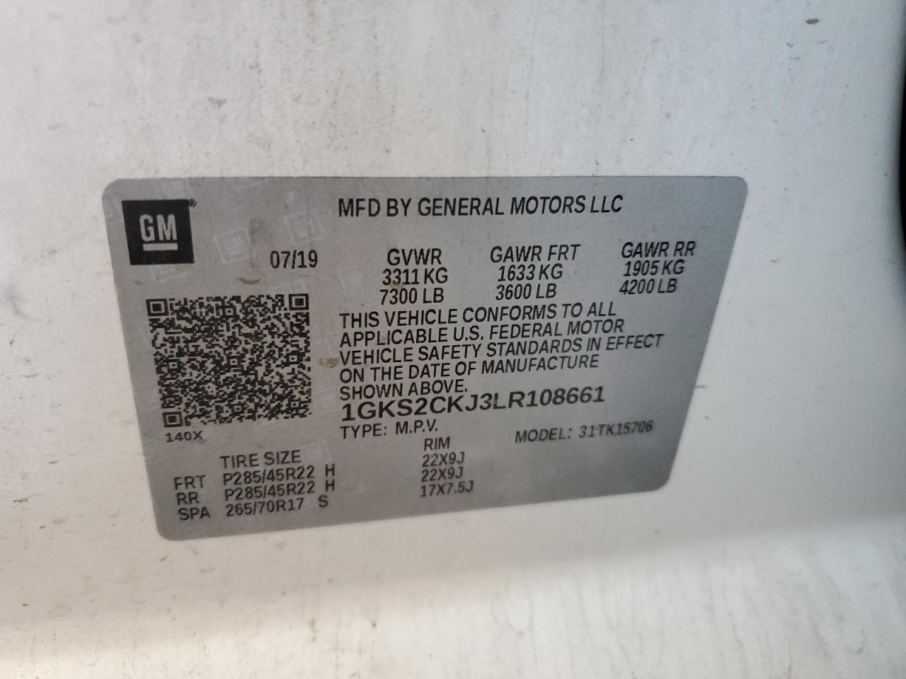2020 GMC Yukon Denali VIN: 1GKS2CKJ3LR108661 Lot: 64701575