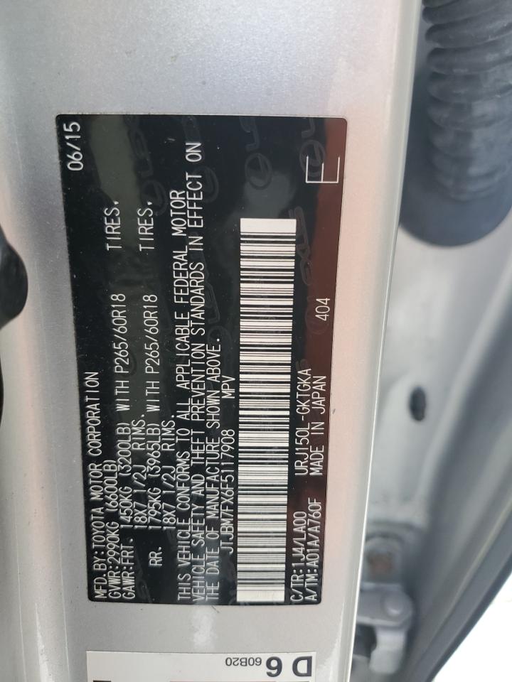 2015 Lexus Gx 460 VIN: JTJBM7FX6F5117908 Lot: 66706395