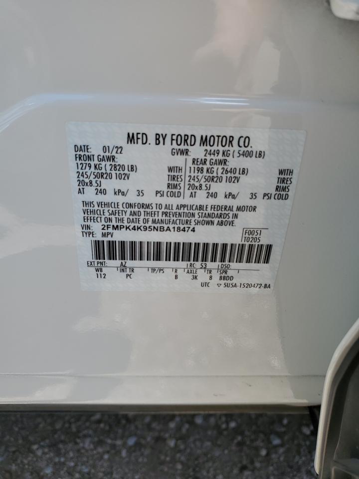 2022 Ford Edge Titanium VIN: 2FMPK4K95NBA18474 Lot: 64801875