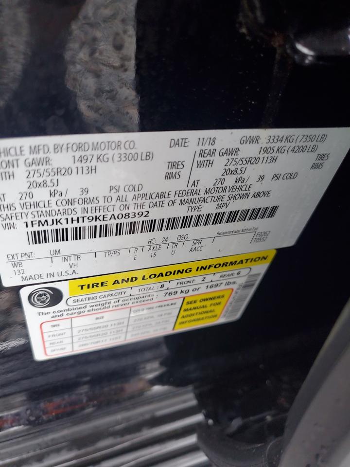 2019 Ford Expedition Max Xlt VIN: 1FMJK1HT9KEA08392 Lot: 64924385