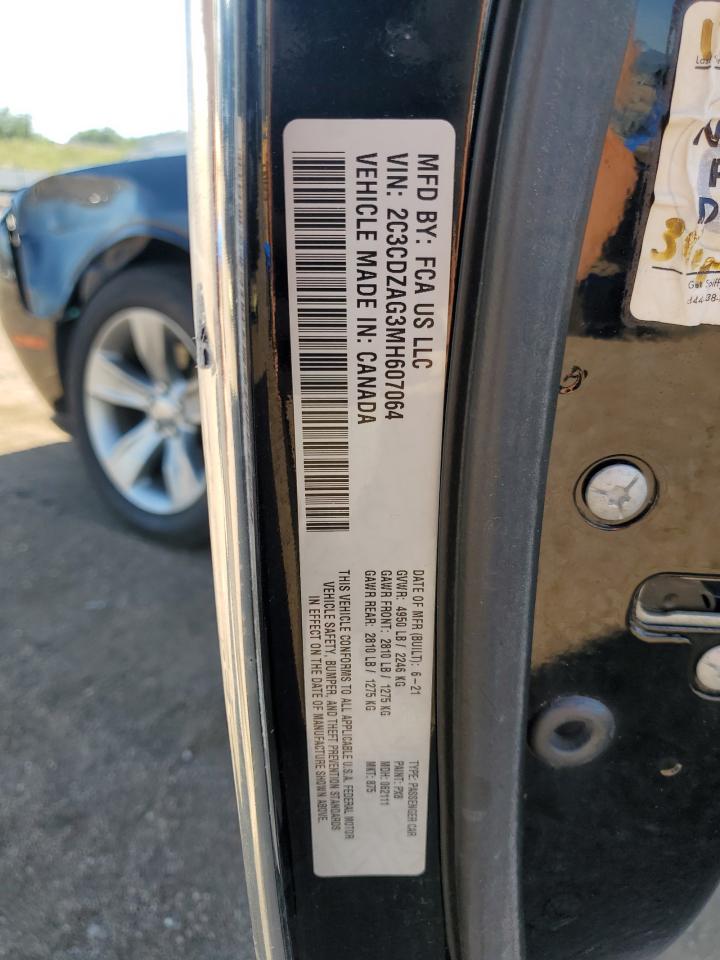 2021 Dodge Challenger Sxt VIN: 2C3CDZAG3MH607064 Lot: 64702385