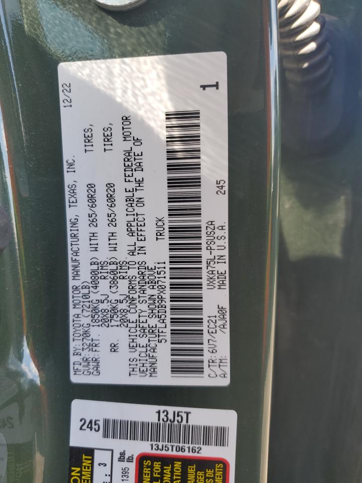 2023 Toyota Tundra Crewmax Sr VIN: 5TFLA5DB9PX071511 Lot: 63004245