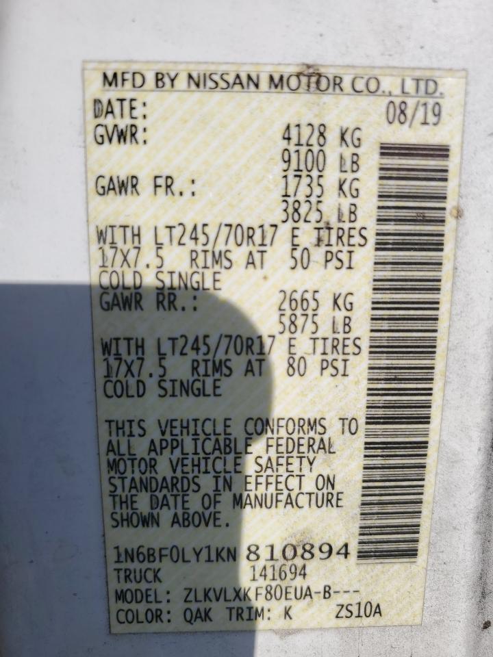 1n6bf0ly1kn810894 1N6BF0LY1KN810894 2019 Nissan Nv 2500 S