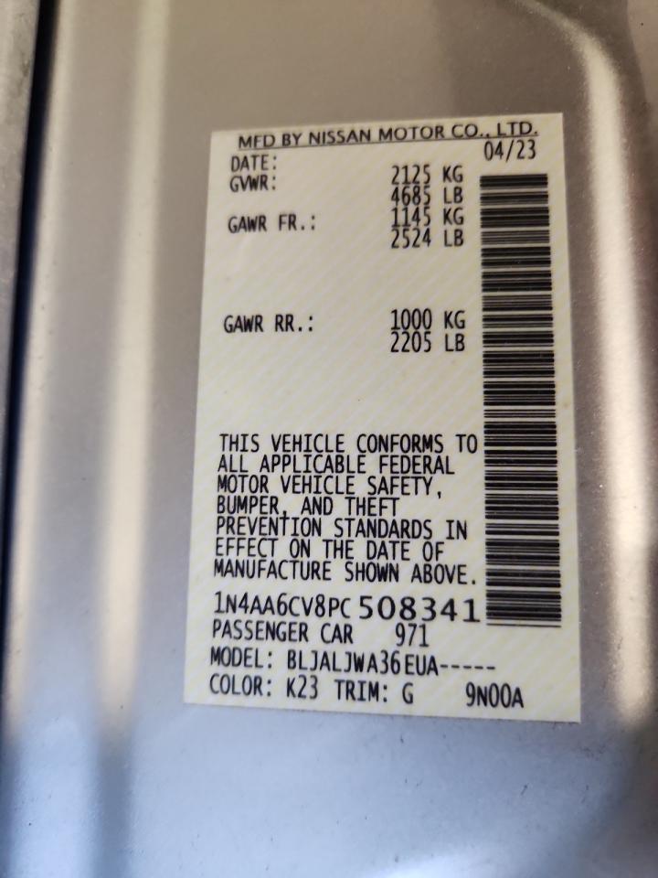 2023 Nissan Maxima Sv VIN: 1N4AA6CV8PC508341 Lot: 64494895