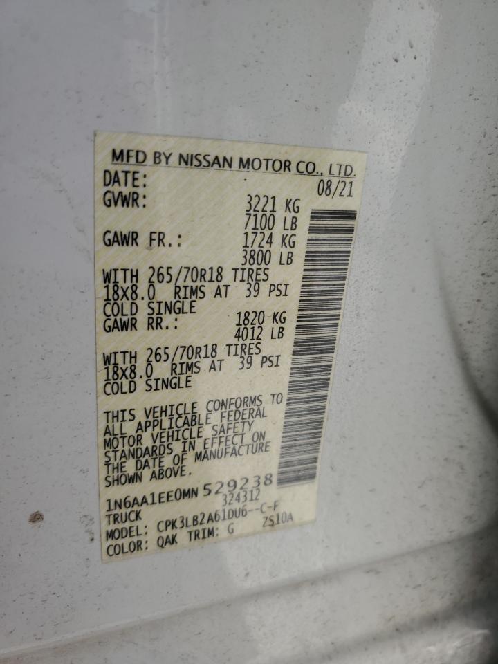 2021 Nissan Titan S VIN: 1N6AA1EE0MN529238 Lot: 63165655