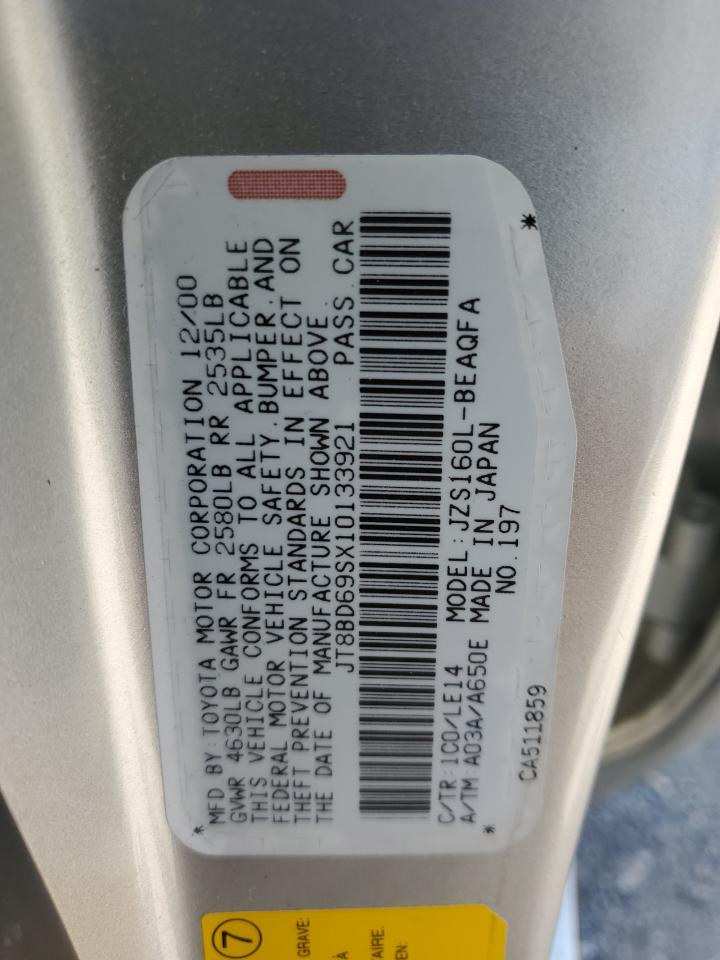 2001 Lexus Gs 300 VIN: JT8BD69SX10133921 Lot: 66191375