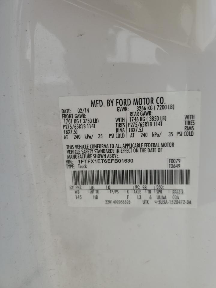 2014 Ford F150 Super Cab VIN: 1FTFX1ET6EFB01630 Lot: 64466935