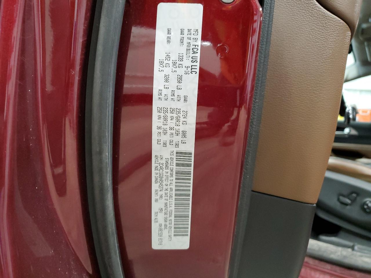 2017 Chrysler Pacifica Limited VIN: 2C4RC1GG8HR545274 Lot: 65077465