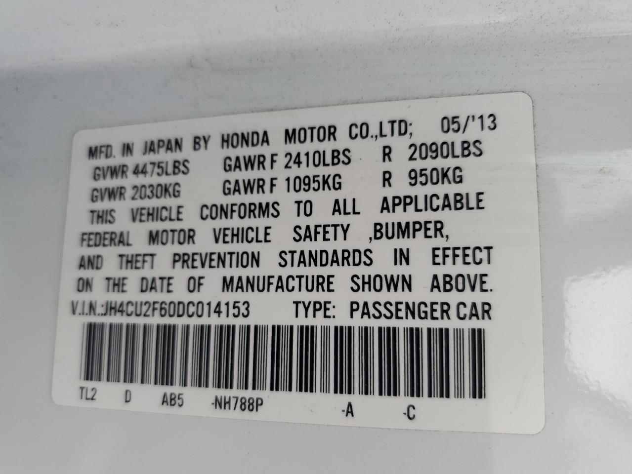 2013 Acura Tsx Tech VIN: JH4CU2F60DC014153 Lot: 62101505