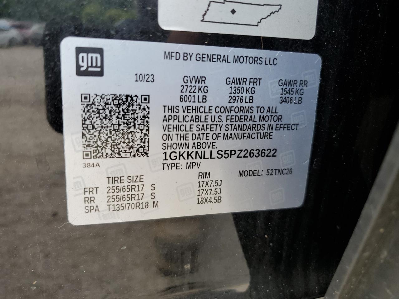 2023 GMC Acadia At4 VIN: 1GKKNLLS5PZ263622 Lot: 63158165
