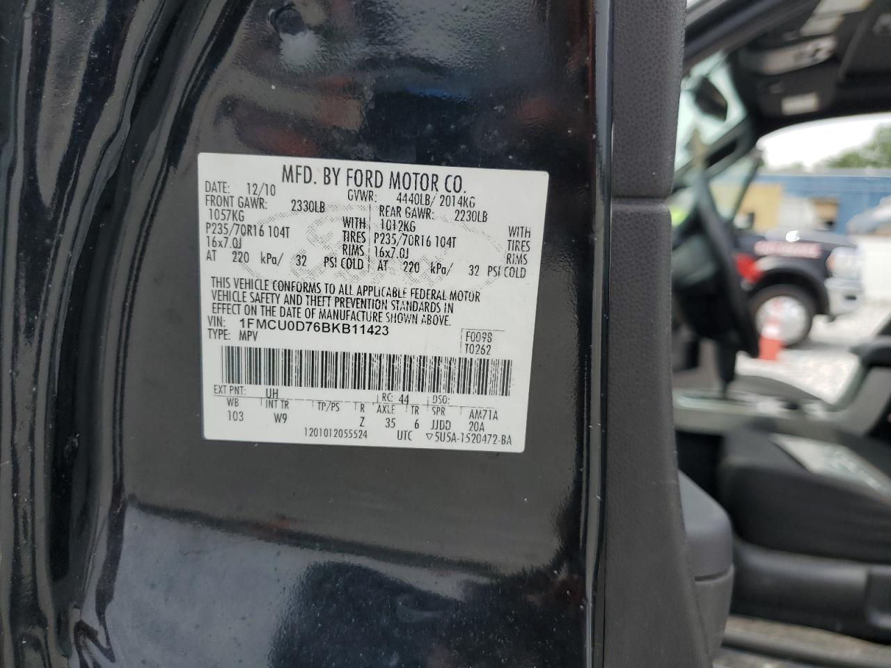 2011 Ford Escape Xlt VIN: 1FMCU0D76BKB11423 Lot: 64874445