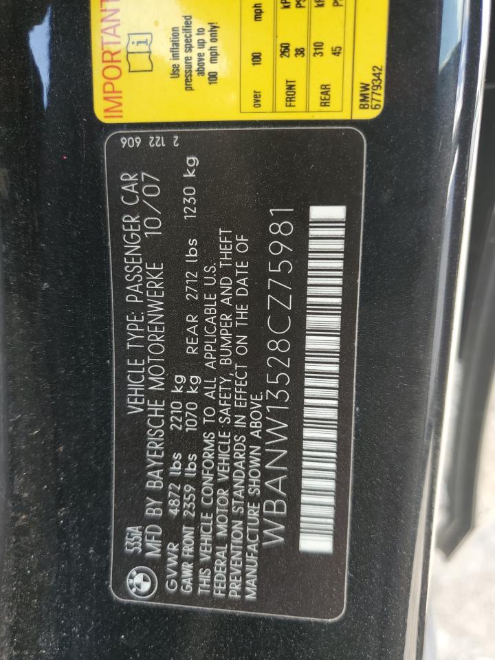 2008 BMW 535 I VIN: WBANW13528CZ75981 Lot: 65600045