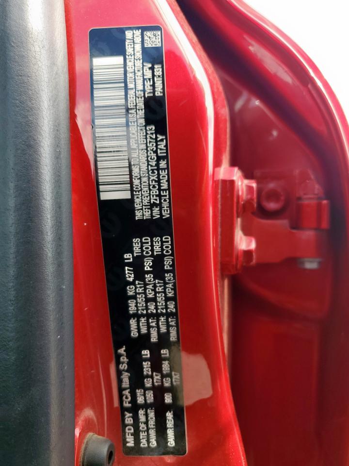 2016 Fiat 500X Trekking VIN: ZFBCFXCT4GP357213 Lot: 43219218