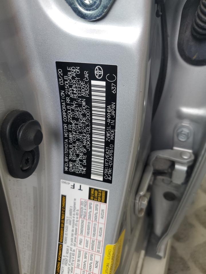 2020 Toyota Prius L VIN: JTDKARFU2L3120017 Lot: 64256835
