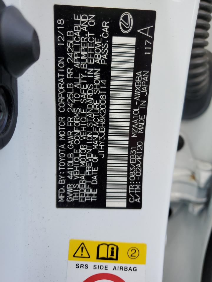 2019 Lexus Ux 200 VIN: JTHY3JBH8K2008114 Lot: 63260135