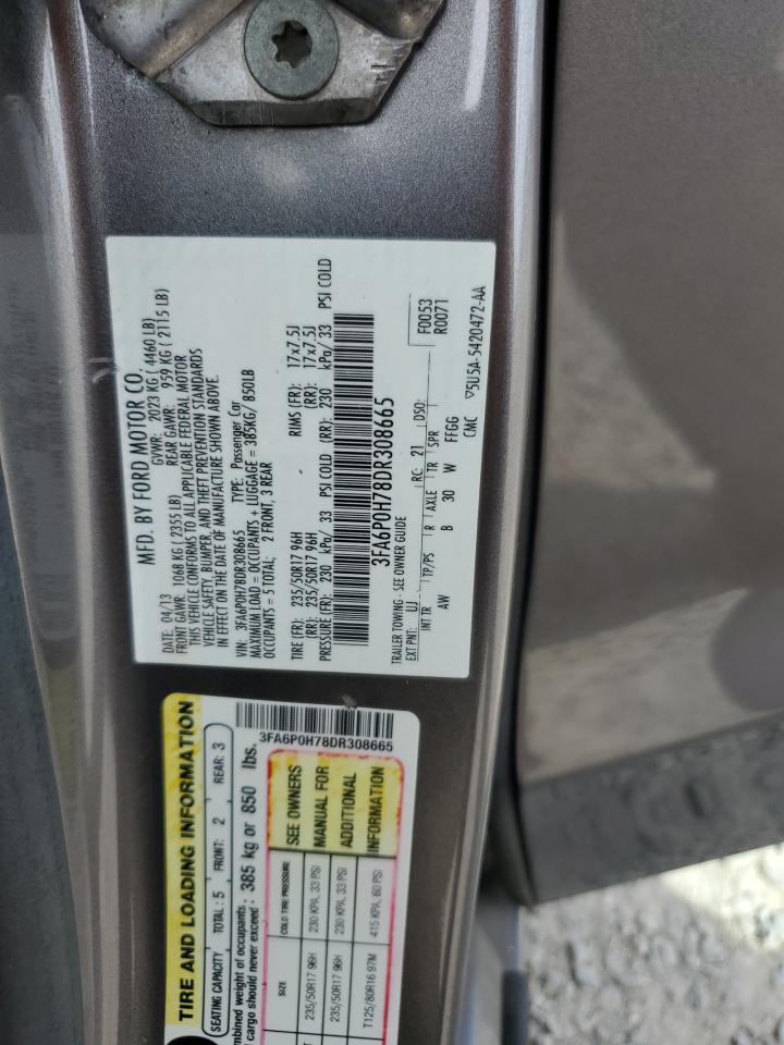 2013 Ford Fusion Se VIN: 3FA6P0H78DR308665 Lot: 65533775