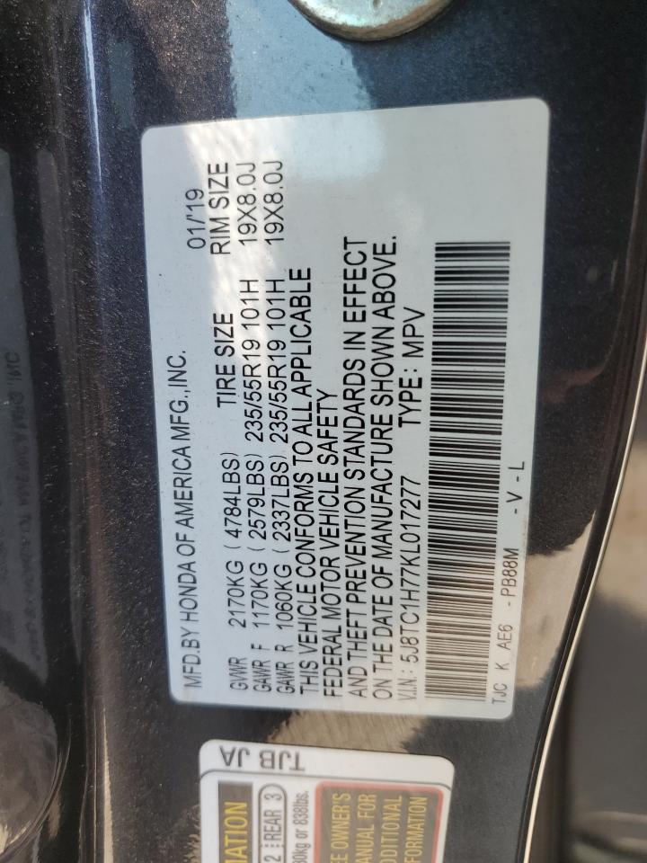 2019 Acura Rdx Advance VIN: 5J8TC1H77KL017277 Lot: 64615285