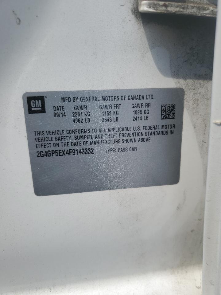 2015 Buick Regal Premium VIN: 2G4GP5EX4F9143332 Lot: 81671585