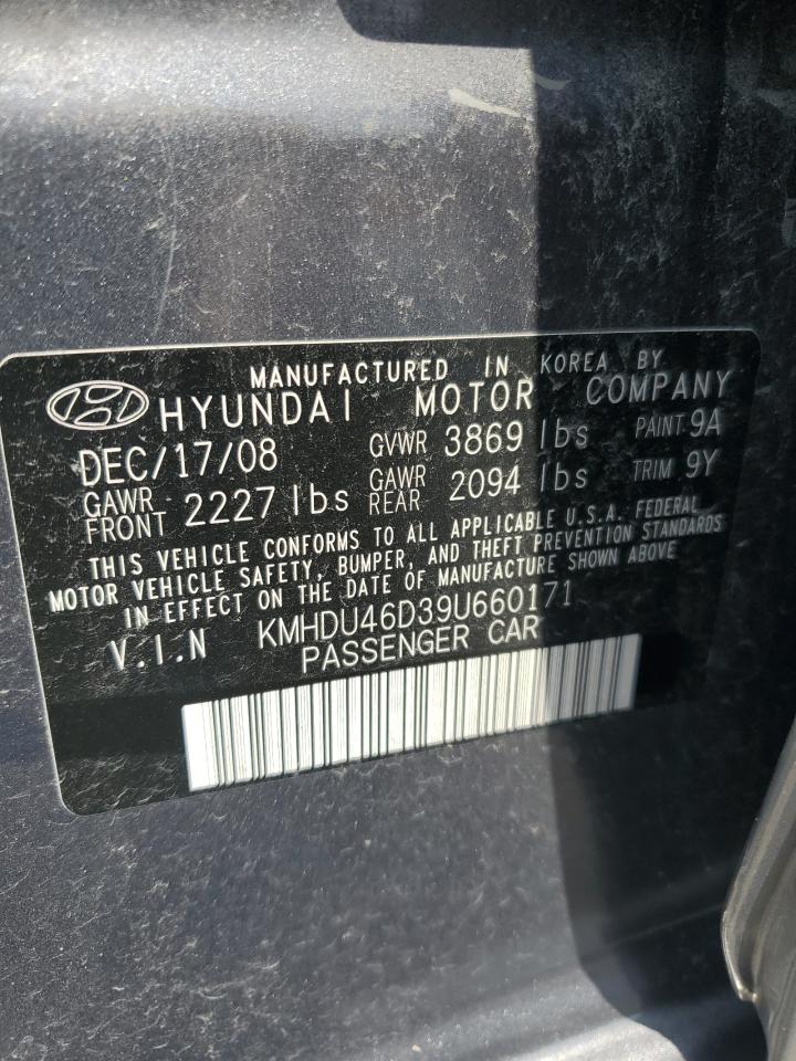2009 Hyundai Elantra Gls VIN: KMHDU46D39U660171 Lot: 63816615