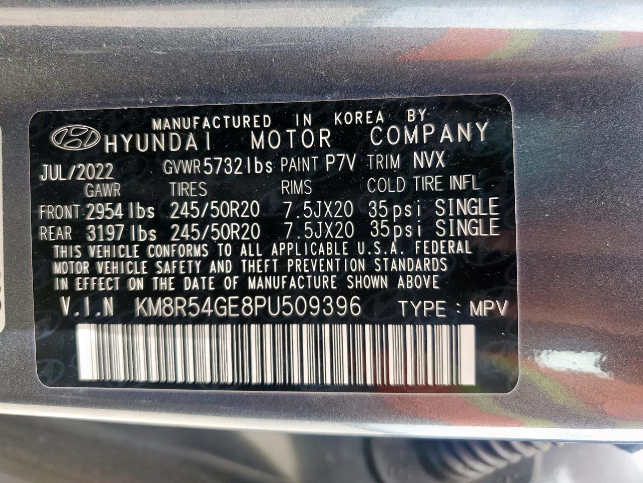 2023 Hyundai Palisade Limited VIN: KM8R54GE8PU509396 Lot: 63492935