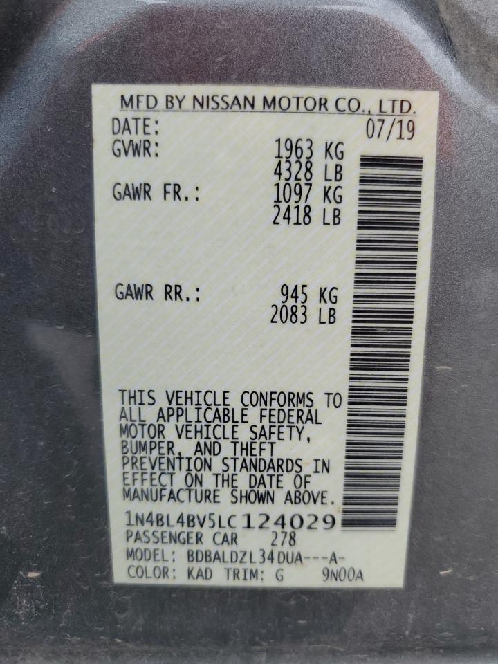 2020 Nissan Altima S VIN: 1N4BL4BV5LC124029 Lot: 64961255