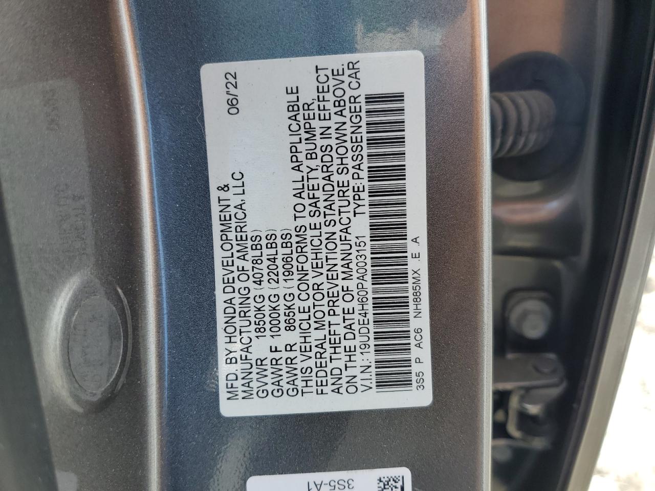 2023 Acura Integra A-Spec Tech VIN: 19UDE4H60PA003151 Lot: 62927375
