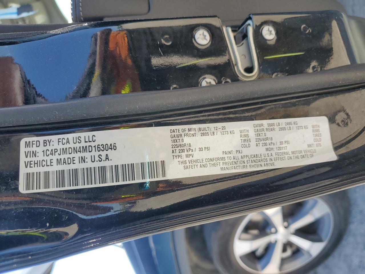 2021 Jeep Cherokee Limited VIN: 1C4PJMDN4MD163046 Lot: 64278885