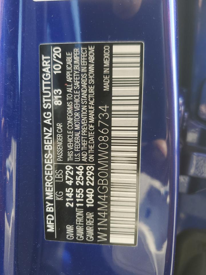 2021 Mercedes-Benz Glb 250 VIN: W1N4M4GB0MW086734 Lot: 66120105