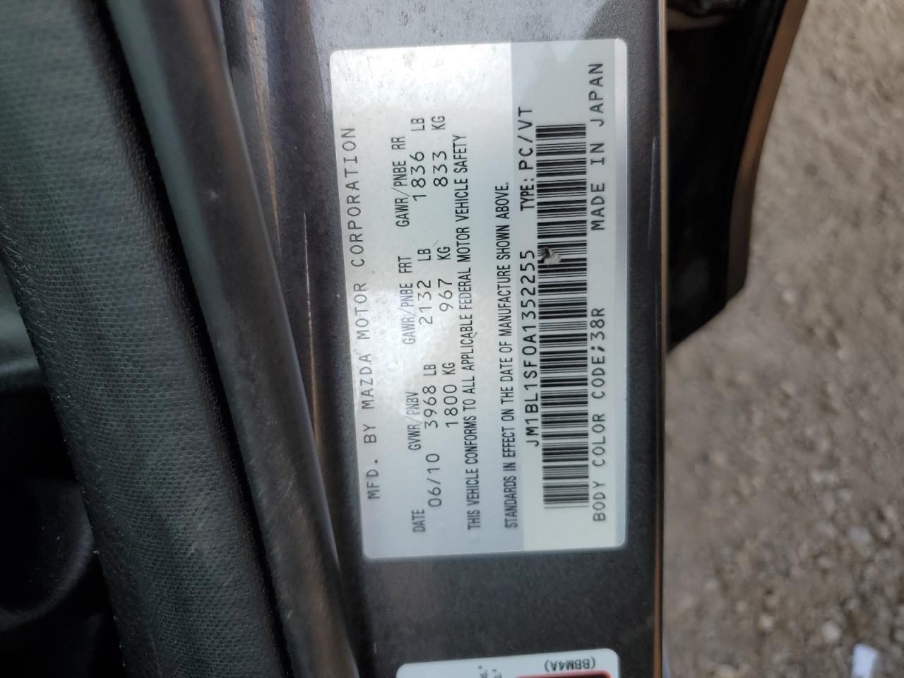 2010 Mazda 3 I VIN: JM1BL1SF0A1352255 Lot: 63983095