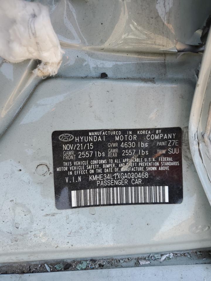 2016 Hyundai Sonata Hybrid VIN: KMHE34L1XGA030468 Lot: 60712565