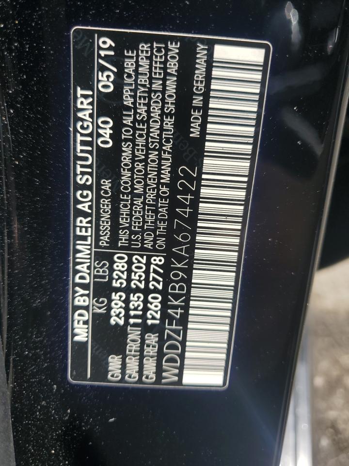 2019 Mercedes-Benz E 300 4Matic VIN: WDDZF4KB9KA674422 Lot: 63830905
