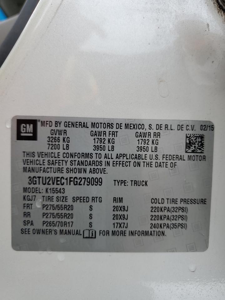 2015 GMC Sierra K1500 Slt VIN: 3GTU2VEC1FG279099 Lot: 64658855