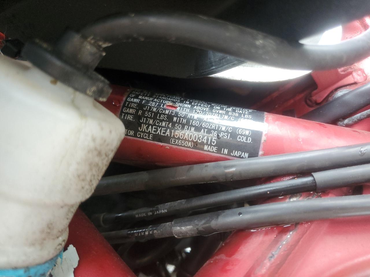 jkaexea156a003415 JKAEXEA156A003415 2006 Kawasaki Ex650 A6F