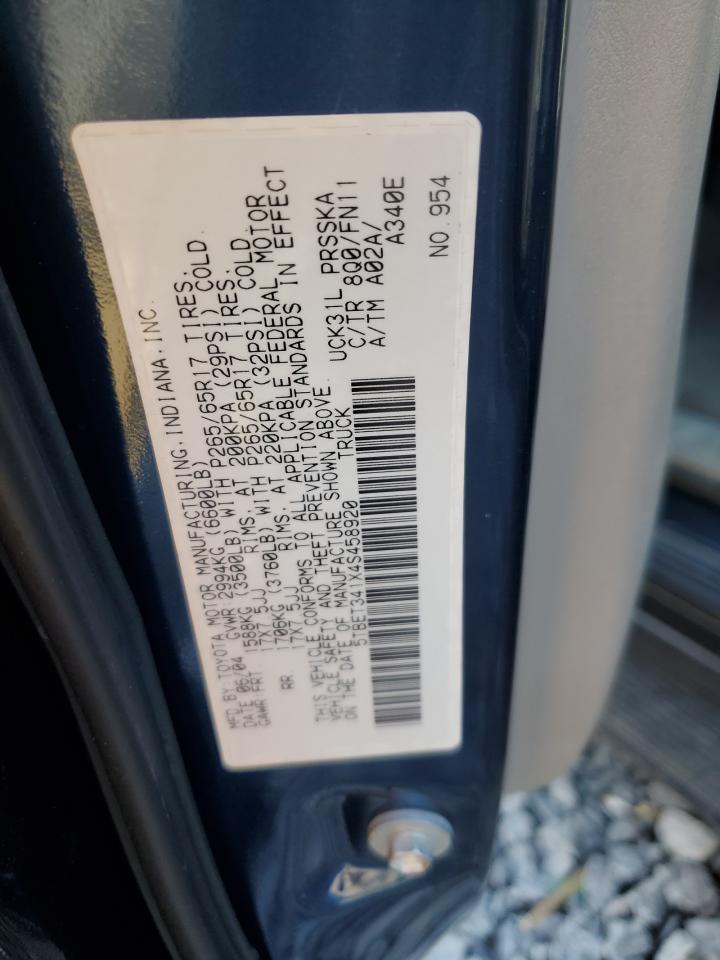 2004 Toyota Tundra Double Cab Sr5 VIN: 5TBET341X4S458920 Lot: 64081185