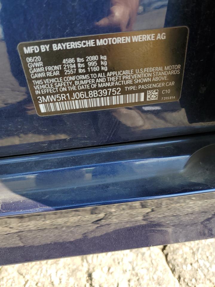 2020 BMW 330I VIN: 3MW5R1J06L8B39752 Lot: 64906775