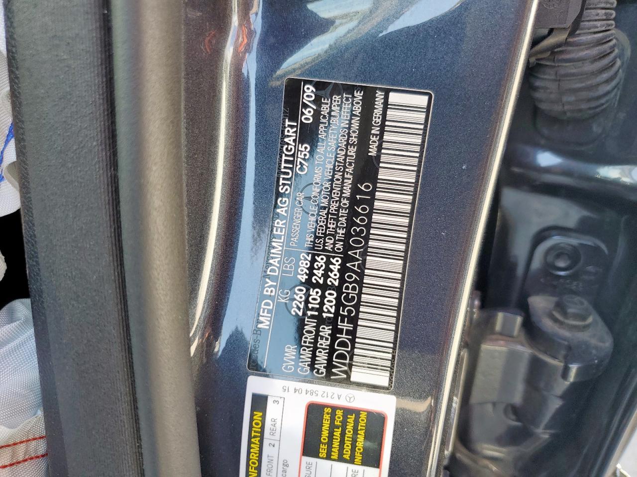 2010 Mercedes-Benz E 350 VIN: WDDHF5GB9AA036616 Lot: 63037395